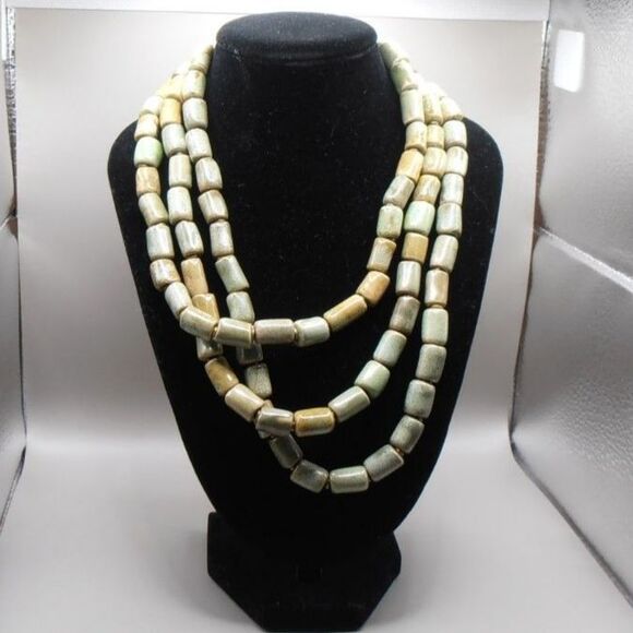 Multi-Strand Ceramic Bead Necklace – Earth Tones – Adjustable to 18″ 🍂 - Picture 1 of 4